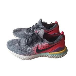 Nike Epic React Flyknit 2 Men's Running Race Shoes Gray Multicolor Red Size 8